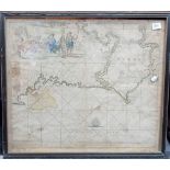 MAP - 18th Century Dutch hand-coloured engraved map of Genehoa & Gambia, 20.5in x 23in (AF)