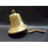 Bronze ship's bell inscribed 'IJEBU 1931', height 7.5in.