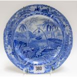 19th Century Spode blue and white transfer printed Sporting Series plate decorated in common wolf