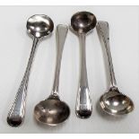 Set of four Victoria silver Old English thread pattern mustard spoons, maker GA, London 1854, weight