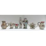 Six pieces of Chinese famille rose porcelain wares including two ovoid caddies (damages) (7)