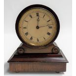 Small 19th Century rosewood drum head mantel clock with French movement, height 7in.
