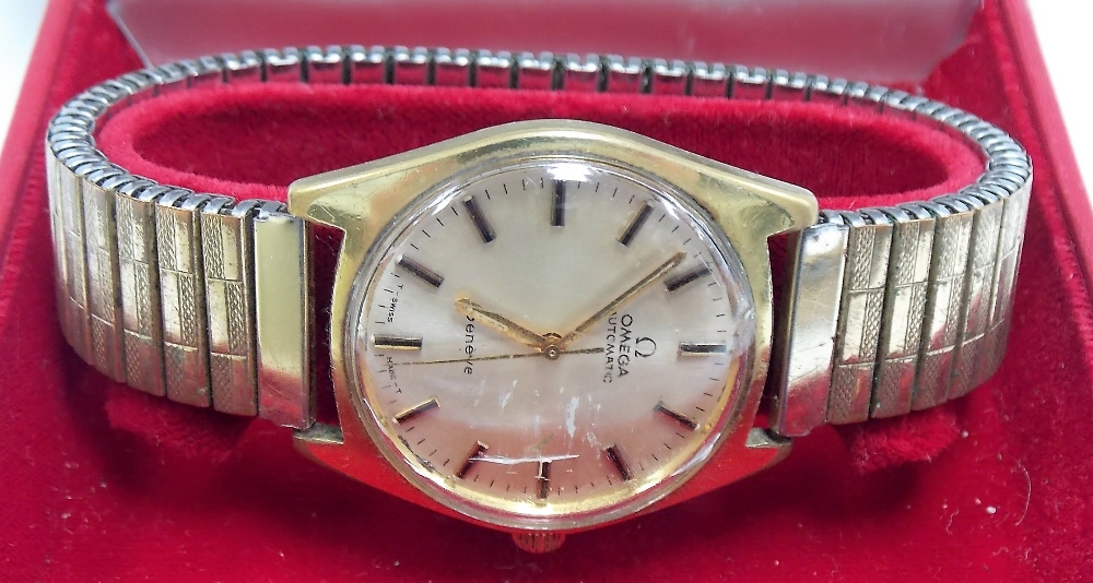 Omega automatic gentleman's gold plated wristwatch, movement No. 33513578 with original box and