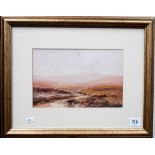 W.H. DYER - moor landscape, watercolour, signed, 6.5in x 10in