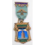 Silver gilt Founder Masonic brooch for Pharos Lodge, no. 5594 and dated 1936.