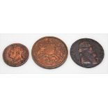 1795 George Prince of Wales halfpenny copper token with Prince of Wales crest with motto Ich Dien to