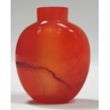 Chinese orange agate snuff bottle engraved to one side with prunus blossom, height 4.4cm (lacks