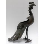 Chinese bronze and champlevé enamelled censor modelled as a phoenix, height 13.75in (cover missing)