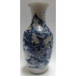 Chinese blue & white baluster vase underglaze fresh decorated with mountainous landscapes, the