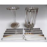 Pair of cut glass flared table lustres.