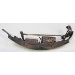 Chinese silver model of a Junk Boat, width 6.5in weight 79.5g approx