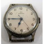 Rare Omega military manual wind wristwatch, the cream dial with Arabic numerals and signed OMEGA,