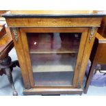 Victorian Walnut ebonised and inlaid display cabinet with single glazed door and brass mounts, width