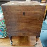 19th Century mahogany box strung wine cooler, the interior with nine sections raised on turned