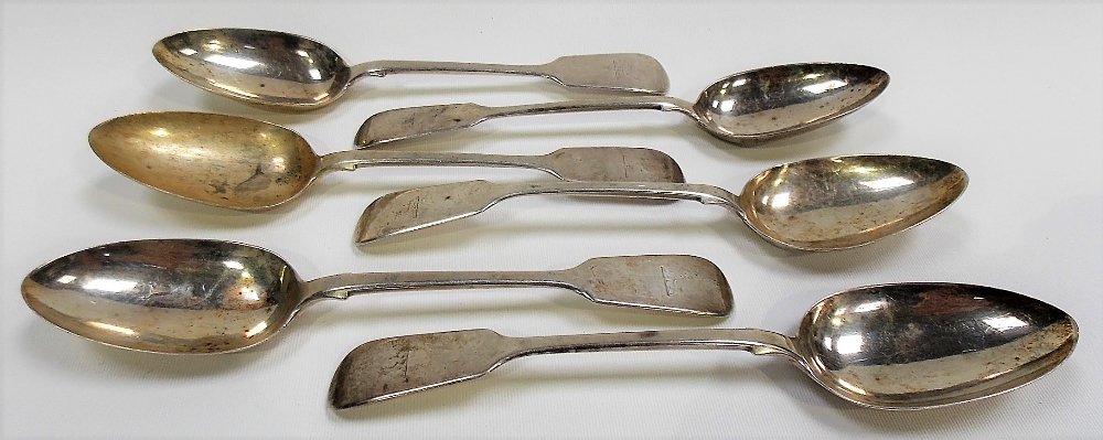 Victorian silver set of six fiddle pattern tablespoons by Chawner & Co, London 1866, weight 14oz