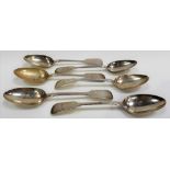 Victorian silver set of six fiddle pattern tablespoons by Chawner & Co, London 1866, weight 14oz