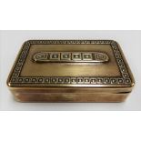 WMF Brass rectangular three section stamp box, stamp mark to the base, width 3in