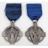 Two WWI Commemorative silver Masonic jewels dated 1914 and 1918 with a winged angel holding a Lodge,