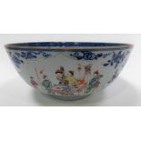 19th Century Chinese porcelain famille rose bowl, decorated with reserves of figures at play