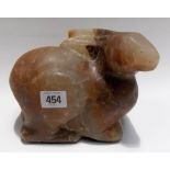 Art Deco style alabaster carved model of a rabbit, width 7in.