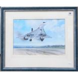 NORMAN BOLWELL - Concorde landing, watercolour, signed, 10.25in x 15in