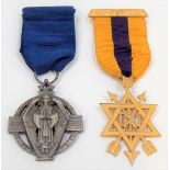 WWI Commemorative silver Masonic jewel dated 1914 1918 with winged angel for Bro. A. Howell, no.