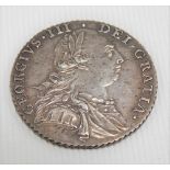 George III milled silver 1787 shilling draped and cuirassed bust facing right, weight 6.0g approx