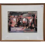 TONY GILES (1925-1994) (A.R.R.) - 'Viaduct & Bridge near Falmouth', mixed media, signed & inscribed,