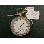 Rolex nickel case crown wind pocket watch, the lever movement signed ROLEX, the white enamel dial