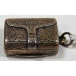 George III silver vinaigrette cast and chased as a book with foliate decoration, maker Thomas