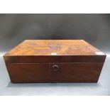 Victorian mahogany rectangular writing slope with velvet writing inset, width 17.5in.