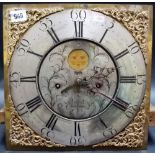 Eight day long case clock movement, the 12in brass and silvered dial Chapter ring with Roman