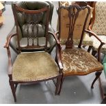 Two Edwardian salon armchairs.