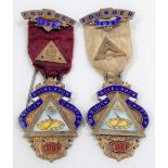 Two silver gilt and enamel Founder Masonic jewels for Meridian Royal Arch Chapter, no. 4106, both