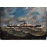Early 20th Century ship portrait of a steam boat, oil on canvas, indistinctly signed & dated 1906,