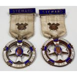 Pair of Masonic silver gilt and enamel jewels for The Royal Masonic Institution for Girls, both