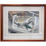 MCLEAN (20th Century British) - two watercolours - still life of a fish in a newspaper, and a