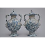 Pair of faience vases (*) (50cm)