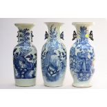 Three Chinese celadon vases (58cm)