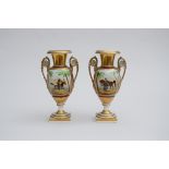 Pair of Empire vases in porcelain 'oriental riders' (30cm)