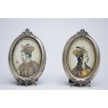 Pair of Indian miniatures 'portraits' (*) (6x8cm)