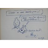 Herge: drawing of Tintin and Milou 1970 from a guestbook (19x12cm)