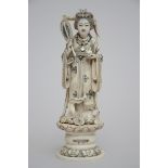 A Japanese ivory geisha with mother-of-pearl inlaywork, mark (22cm)