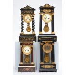 Lot: four column clocks (*) (43cm)