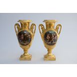 A pair of Empire vases in porcelain 'Paul and Virginie' (*) (37cm)