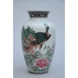 Vase in Chinese porcelain 'peacock' (37cm)