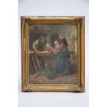 Anonymous (19th century): painting (o/p) 'interior scene' (32x26cm)