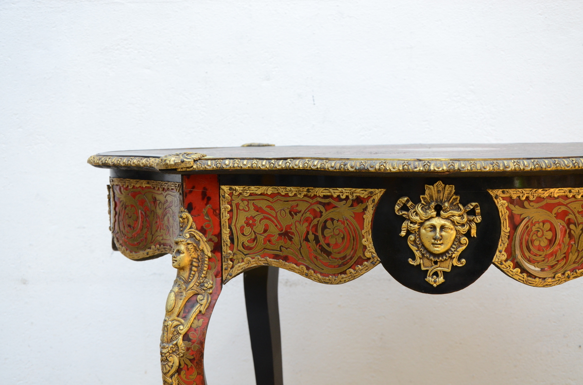 A Boulle ladies desk with drawer (*) (63x100x77cm) - Image 2 of 3