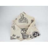 A vintage, St John's ambulance, arm sling cloth with printed, monochrome illustrations