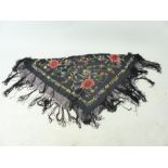 An exceptional, Art Deco, embroidered, silk shawl
